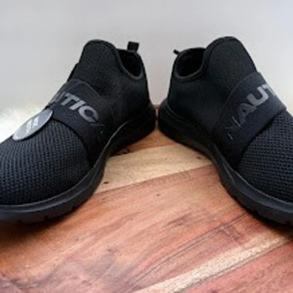 Nautica Tobin Slip On Sneakers triple Black Wide Width Mens Shoes Size 9.5 W